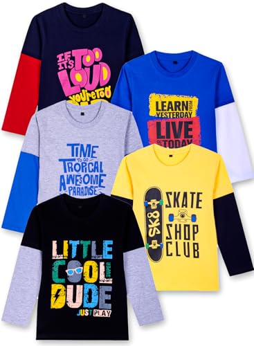 Image of T2F Boy's Cotton Regular Fit Full Sleeve T-Shirt(Pack of 5)