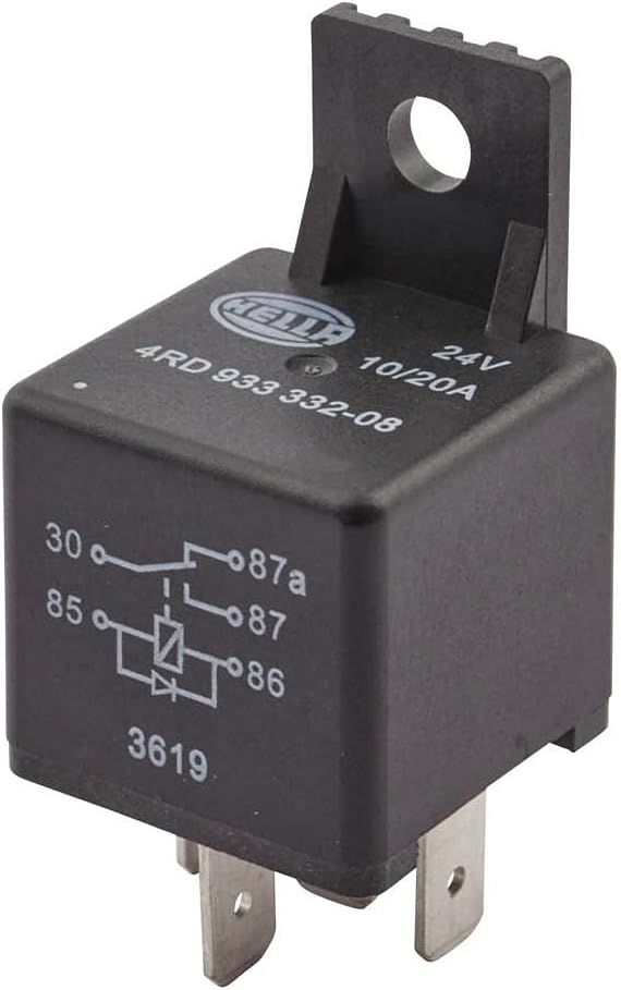 HELLA 4Rd 933 332-081 Relays, Working Current - 24V - 5Pole - Inverter Relay - With Bracket/With Suppression Diode