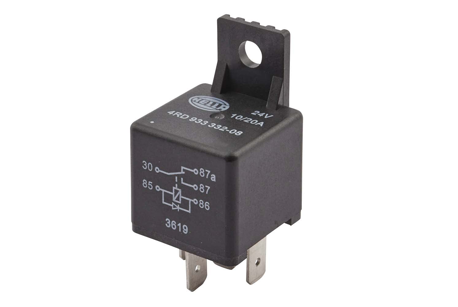 HELLA 4Rd 933 332-081 Relays, Working Current - 24V - 5Pole - Inverter Relay - With Bracket/With Suppression Diode