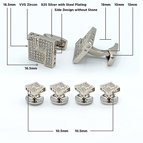 Cufflinks for Men Tuxedo Studs Set and Cufflinks Sets Cuff links mens Handcrafted Sterling Silver 21k Gold Roduim Pleated2