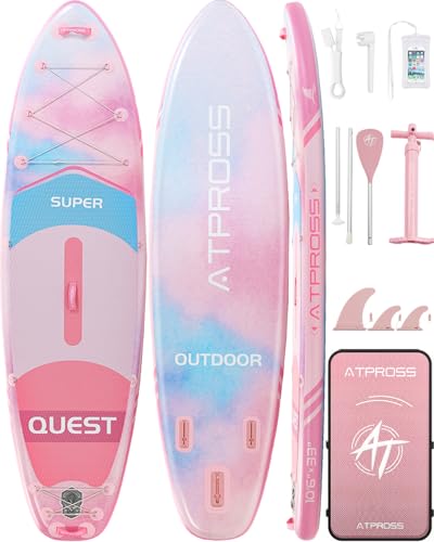 ATPROSS Tabla de Paddle Surf Hinchable con Set de Accesorios, 320x84cm Sup Extra Ancha para 2 Personas, Carga 200kg, Kayak Hinchable Estable y Antideslizante para Adultos y Surf