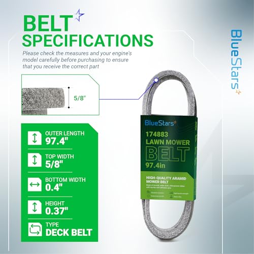 Image of BlueStars 174883 Mower Deck Drive Belt | Aramid Cord | 5 /8 inch x 97.4 inch
