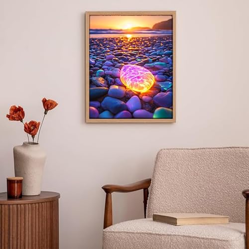 Diamond painting 70x100cm plage coucher de soleil kit 5D - 3