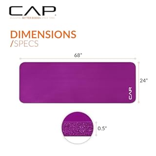CAP Barbell Yoga Mat 1/2" Thick with Carrying Strap - High Density Exercise Mat for Yoga, Pilates, Stretching, Floor & Fitness Workouts - 68''x24''x1/2" | Wine