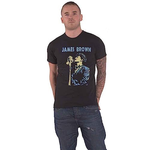 Photo de James Brown T Shirt Holding Mic Nouveau Officiel Unisex Noir Size L