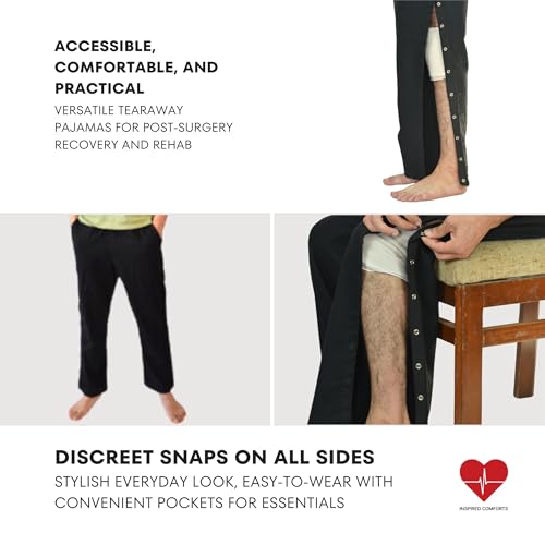 Image of Inspired Comforts Unisex Tearaway Post Surgery Recovery Pajama Pants with Side Snaps & Pockets