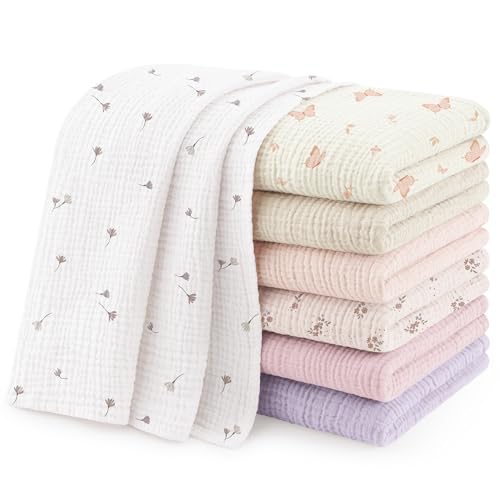 Susurration Muslin Cloths for Baby 100% Cotton Baby Muslin Squares Cloths for Newborn Boy and Girl Soft Breathable and Extremely Absorbent Baby Muslin Burp Cloths 60 x 60 cm 7 Pack