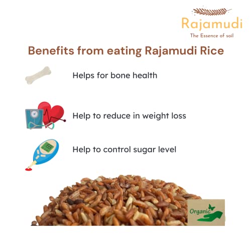 Image of Rajamudi Organics- Authentic Red Rice (UnPolished) 1 kg - 100% Certified Organic Rice|Natural, Quality Healthy Food Gluten-free, No GMO|High in Fibre|Pesticides & Chemical Free|Grown only in Karnataka