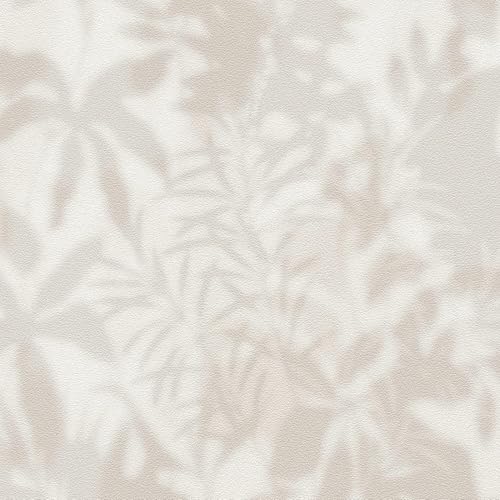 Carta da parati tono su tono Profhome 781514-GU Carta da parati TNT goffrata a caldo strutturata con ornamenti floreali opaca grigio beige 5,33 m2