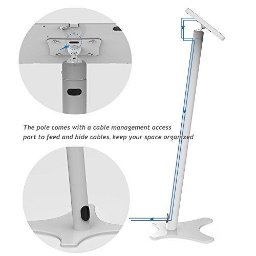 Beelta iPad Floor Stand Kiosk - 360 Swivel for iPad 5th/6th,iPad Pro 9.7,Air 1,Air 2,Anti-Theft,Key Lock,Metal,White,BSF301W - Thumbnail 5