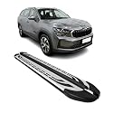 OMAC Seitenschweller Trittbretter Schweller kompatibel mit Skoda Kodiaq II 2024-2026 Alu Schwarz-Silber