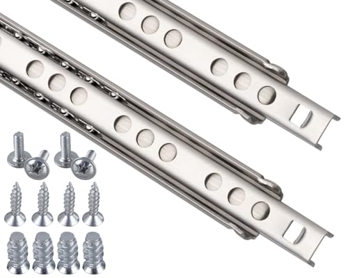 Stahlia Schubladenschienen (1 Paar) Edelstahl Teilauszug H: 17 /L: 342mm Schubladenauszug Schrankauszug Teleskopauszug Schubladenführung Schienen