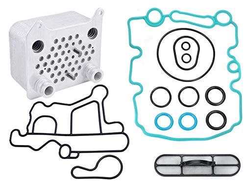 Surwit 904-228 Engine Oil Cooler Kit Compatible with Ford F250 F-350 F450 F550 Super Duty Excursion E350 E-450 Powerstroke 6.0L V8 Part# 3C3Z 6A642 CA 904-228 OCK388 - with Gasket & Seal Kit