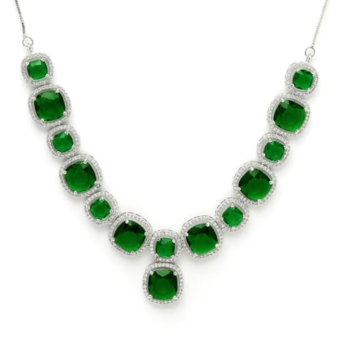 Image of Karatcart Elegant Silver Plated Blue American Diamond Necklace Set for Women