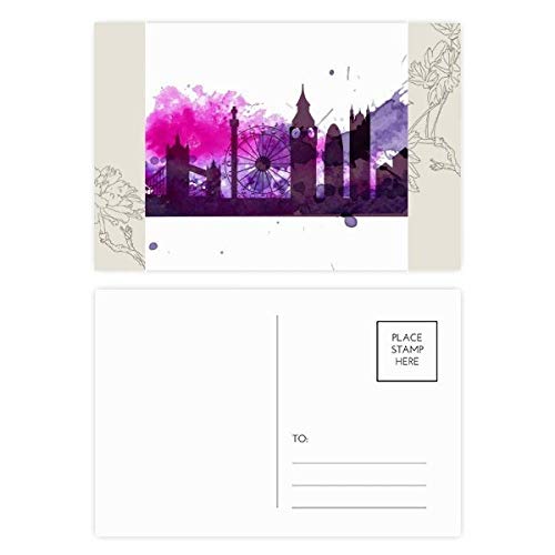 Carte postale Londres Angleterre violet fleur DIYthinker 20pcs