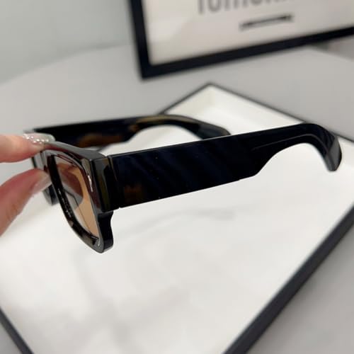 Image of IKANOO Square Thick Frame Sunglasses for Women Men Retro Rectangle Sunglasses Trendy Chunky Eyewear Black Shades