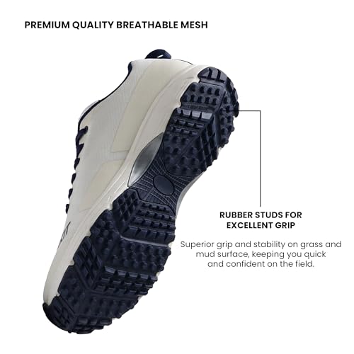 Image of SeamTech Cricket Shoes for Men, Lightweight Breathable Air Mesh, EVA Cushioning and Rubber Stud Grip