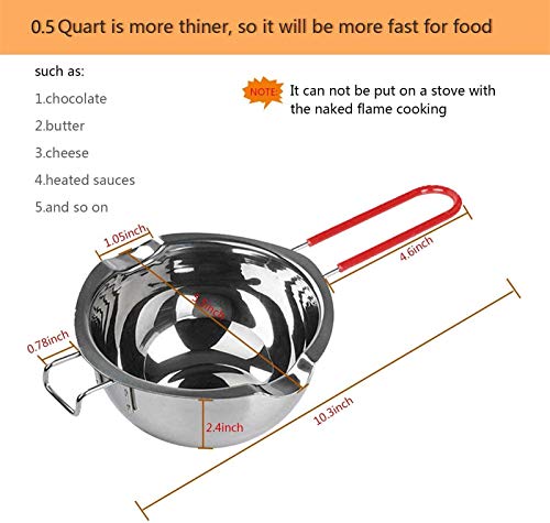 2Pcs Double Boiler Pot,Stainless Steel Melting Pot with Heat Resistant Handle for Melting Chocolate, Candy and Candle Making 3 Gallery Image
