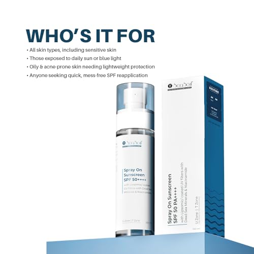 Image of SEA SOUL Sunscreen Spray SPF 50 PA+++ with Niacinamide & Dead Sea Minerals | Protects Skin from UVA /UVB Rays | Non-Greasy, Quick Absorbing | For Teens, Women, Men, Oily & Dry Skin - 100ml
