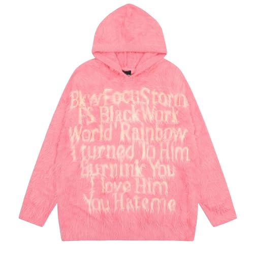 Pull Harajuku ample rose pour un style streetwear décontracté en automne