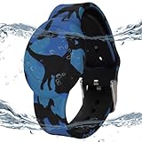 Waterproof AirTag Bracelet for Kids, Hidden Printed Wristband for Apple Air Tag, Silicone AirTag Holder GPS Tracker Case for Band for Child Toddler, Secure Anti-Lost Protection(Blue)