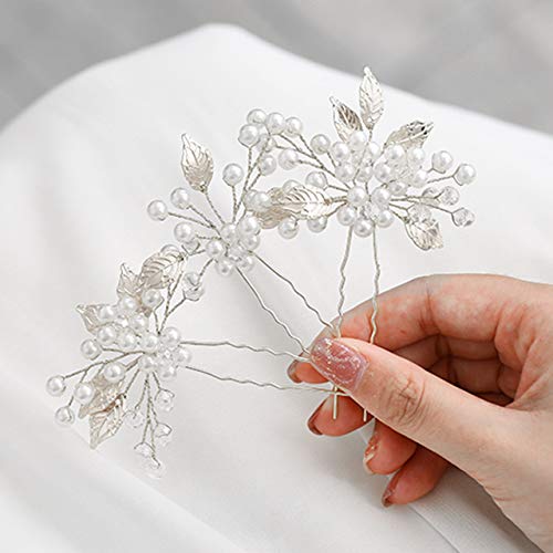 Miniatura 6 de Heread Pearl Bride - Horquillas para el pelo de boda, pieza de cabeza de novia, accesorios para el cabello de flores para mujeres y niñas (paquete