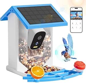 Smart Bird Feeder With 4K HD AI Identify Camera, Solar-Powered Auto Capture and Real-time Notifications, House for Watching Birds asin的图片