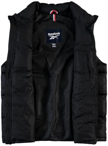 Image of Reebok Mens Puffer Vest - Full Zip Midweight Thick Insulated Sleeveless Jacket for Men - Outdoor Quilted Puffer Winter Vest