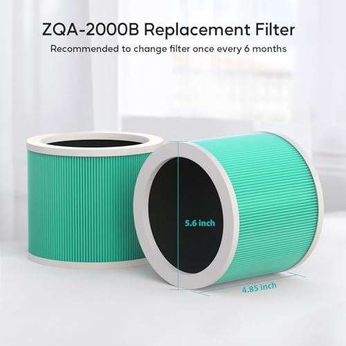 Image of 2 Pack ZQA‑2000A / ZQA‑2000B / ZQA‑2000C Replacement Filter Compatible with Cobectal & Oterbear ZQA‑2000 Series Air Purifiers, 3‑in‑1 HEPA Filter with Activated Carbon