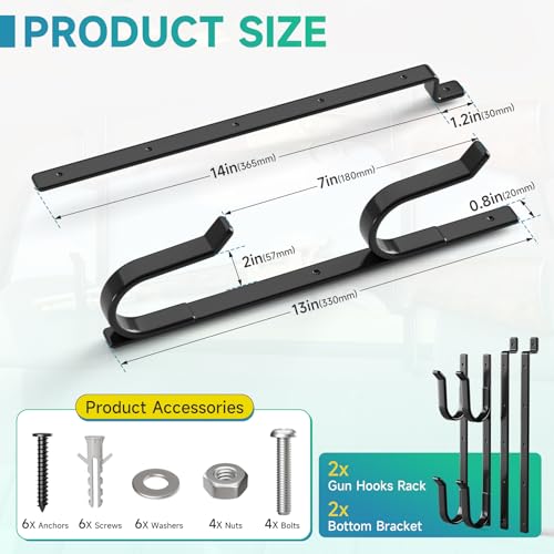 Fadachai Rear Window Gun Rack for Pickup Truck - Heavy Duty Steel, 14-25” Adjustable Truck Gun Rack with Dipped Coating, Truck Rifle Mount Fits Rifles, Shotguns, Bows for Trucks & Indoor Storage