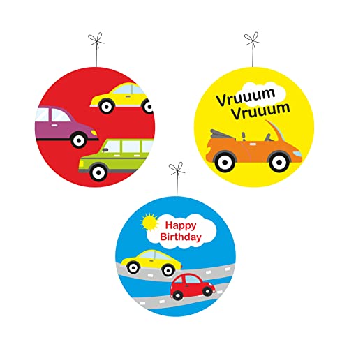 Image of Pretty UR Party Colourful Cars Party decorations Kit - 80 pcs includes Banner, balloons, thank you, centerpiece, danglers, Cars Party Supplies, Vehicles Birthday Decor, DIY Decor Pack for kids, boys