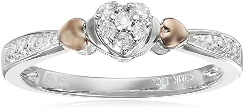 Hallmark Jewelry "Stories & Relationships" Sterling Silver Gold Plated Accent Diamond Heart Ring (0.07cttw, H-I Color, I2-I3 Clarity)