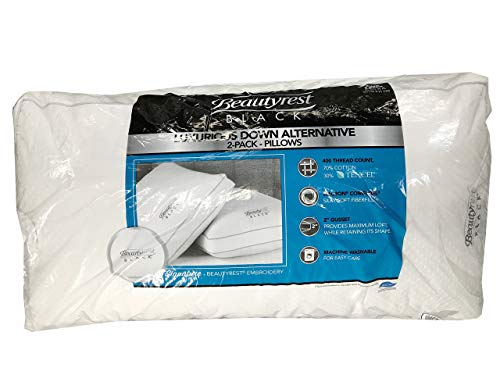 BeautyRest Black Luxurious Down Alternative Pillows 400 Thread King - 2 Pack