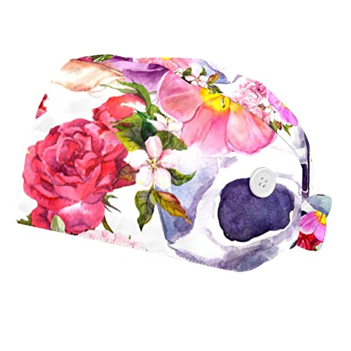 Chapeaux de travail pour cuisine et cabinet médical casquette unisexe fleurs et crâne
