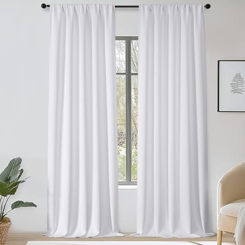 OWENIE Sally Extra White Light Filtering Curtains 108 Inches Long