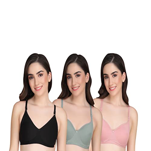 Image of Women Non Padded Bra - Made of Pure Cotton Full Coverage Non Wired Soft Cup for T-Shirt Saree Dress and for Everyday