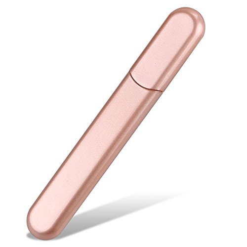 MiDenso Premium Glass Nail File with Case, Crystal Diamond Salon Best Beauty Nail Buffer for Natural and Acrylic Nails Christmas Gift for Woman and Man,Pink