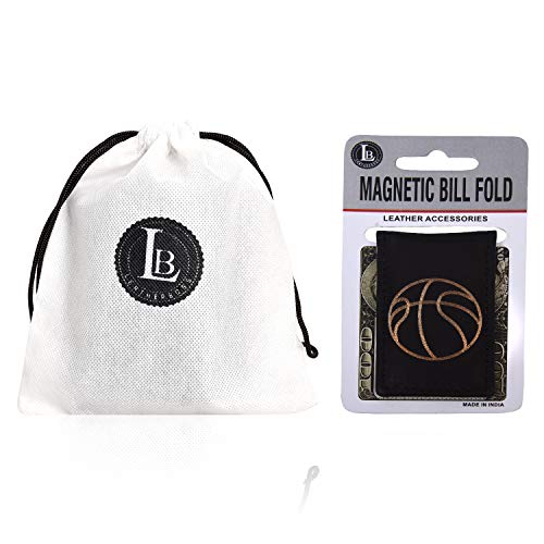 Image of LB LEATHERBOSS Men's New Leather Strong Magnetic Money Clip (Basketball)