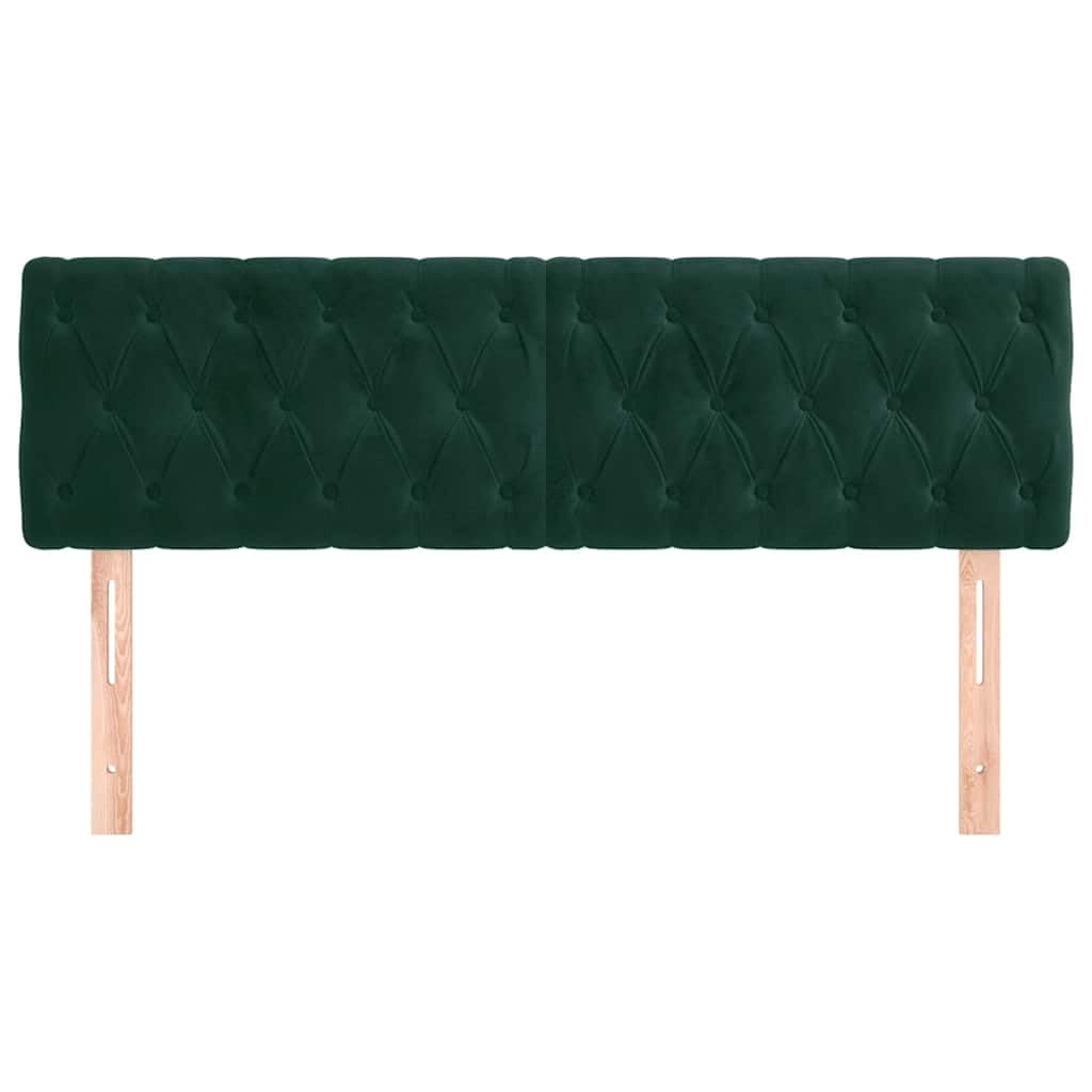 Aksamitne zagłówki, zestaw 2 szt., ciemnozielony, 72 x 7 x 78/88 cm, z regulacją wysokości, miękko wyściełane, do sypialni, wytrzymałe drewniane nogi, luksusowy design
