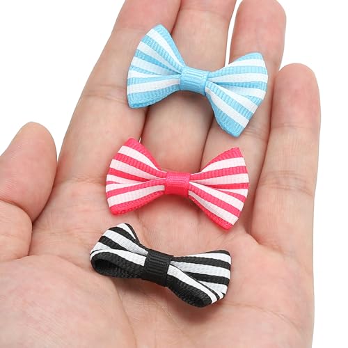 PATIKIL 1,2 Mini-Schleifen für Bastelarbeiten, 100 Stück Grosgrain-Band Mini-Schleifenbinder Druck Kleine Schleifen für DIY Nähen Haarspangen Scrapbooking Geschenkdekoration, Rosarot