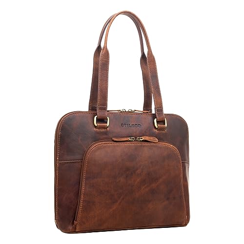 Sacoche pour documents et ordinateur au bureau : le sac en cuir STILORD Hermione marron