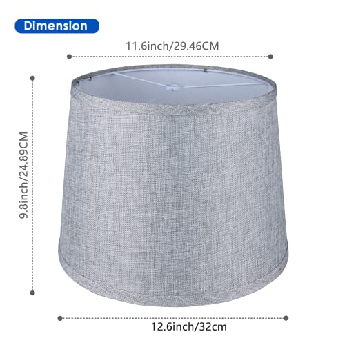 Lamp Shades Set of 2 Drum Lampshade for Table Lamp Floor Lamps,12.6x11.6x10\" Large Gary Lampshades Replacement Double Fabric Lamp Shade Natural Linen Easy Assembly Lampshades