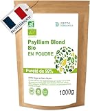 DETOX ORGANICA   Psyllium Blond Bio en Poudre 1000g   Poudre de Psyllium 99% Pur   Riche en Fibres   Transit Intestinal & Digestion   Anti Ballonements Naturel et Vegan, Qualité Premium Contrôlée