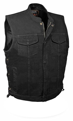 Milwaukee Leather Men's Side Lace Denim Club Style Vest w/Hidden Zipper - MDM3002