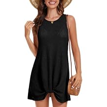 Women's Sleeveless Swimsuit Coverup Waffle Knit Beach Cover Ups Summer Vacation Twisted Mini Dress