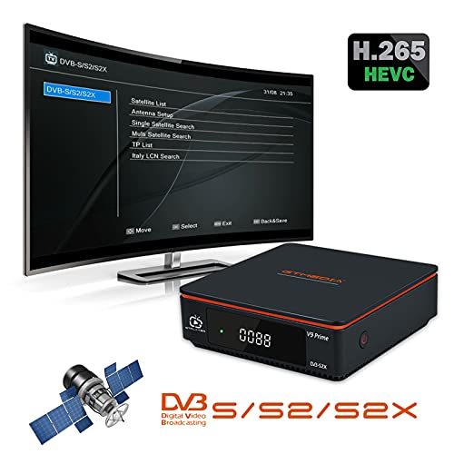 Gt Media V9 Prime Digital Satellite Receiver H.265 Fta Free To Air Dvb-S/S2/S2X 10Bit Hevc Built-In 2.4G Wifi Support Ca Card, Biss Auto Roll. #TOP2
