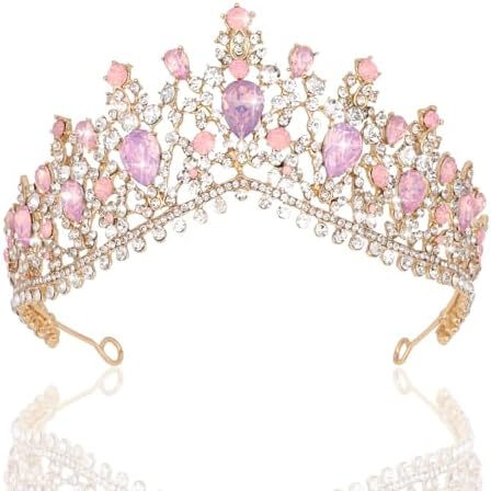 Amazon.com: CIEHER Pink Crown Tiara for Women - Princess Queen Crystal ...