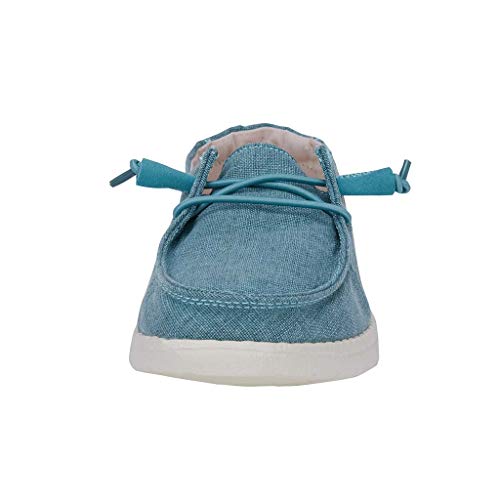 Image of HEYDUDE Women's Wendy Chambray Aqua Size 12 | Women's Shoes | Women's Lace Up Loafers | Comfortable & Light-Weight