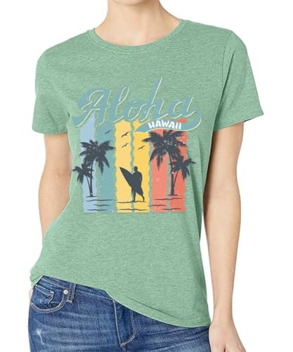 Image of Vacay Mode T Shirts for Women Summer Beach Hawaii Vacation Short Sleeve Tops Holiday Cruise Getaway T Shirts