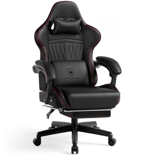 Image of GTPLAYER Gaming Chair for Adults, Ergonomic Video Game Chairs, Footrest & Linkage Armrest, Reclining High Back Silla Gamer with Speakers for Home Office, Ace Pro, Black & Red